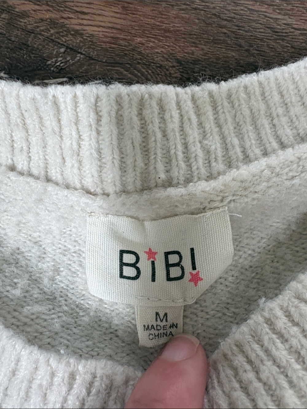BiBi Cream Crewneck Sweater with Yellow & Green Floral Embroidery - Picture 2 of 4